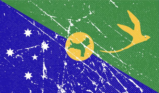 Vlajka vánočního ostrova se starým texturou. Vektor - Vektor, obrázek