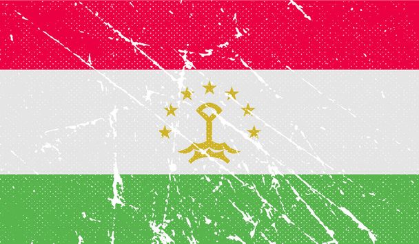 Bandeira do Tajiquistão com textura antiga. Vetor
 - Vetor, Imagem