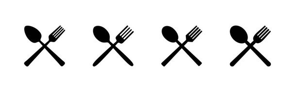 conjunto de ícones de colher e garfo. colher, garfo e vetor de ícone de faca. sinal de restaurante e símbolo - Vetor, Imagem