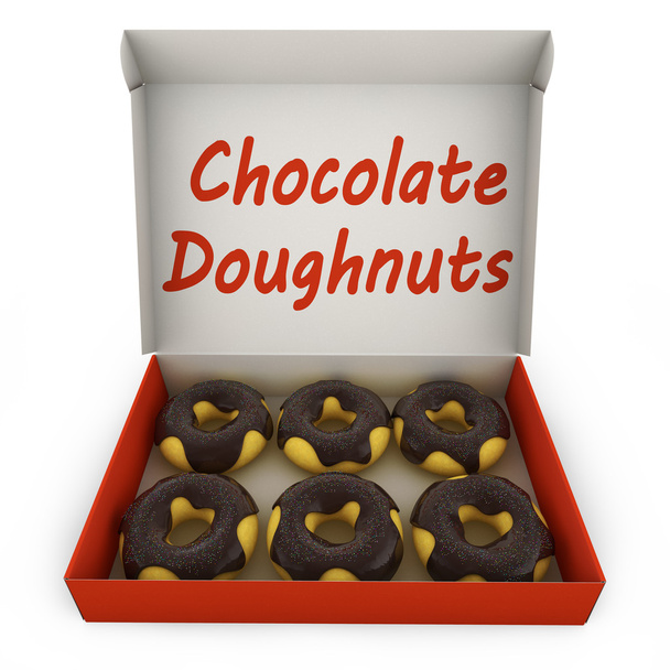 SchokoladenDonuts in der Schachtel - Foto, Bild