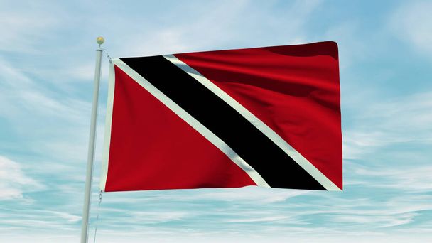 Seamless loop animation of the Trinidad And Tobago flag on a blue sky background. 3D Illustration. High quality 3d illustration - Photo, Image