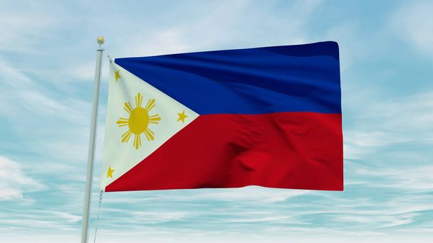 Seamless loop animation of the Philippines flag on a blue sky background. 3D Illustration. High quality 3d illustration - Photo, Image
