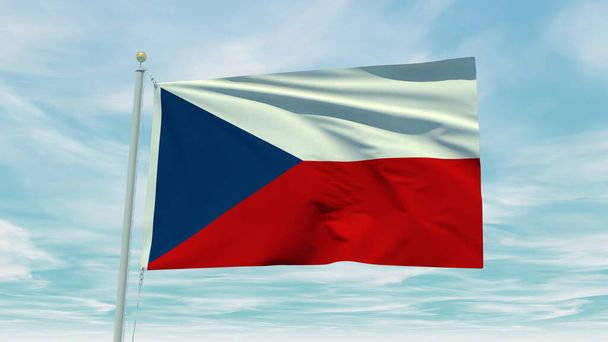 Seamless loop animation of the Czech Republic flag on a blue sky background. 3D Illustration. High quality 3d illustration - Photo, Image