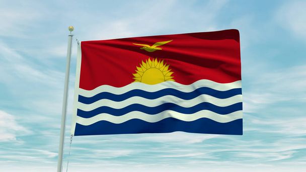 Seamless loop animation of the Kiribati flag on a blue sky background. 3D Illustration. High quality 3d illustration - Photo, Image