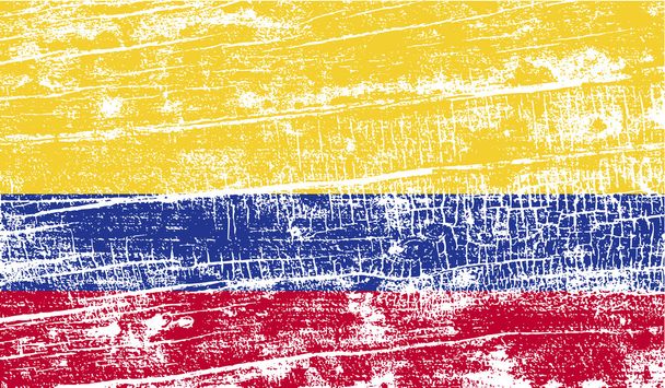 Vlag van Colombia met oude textuur. Vector - Vector, afbeelding