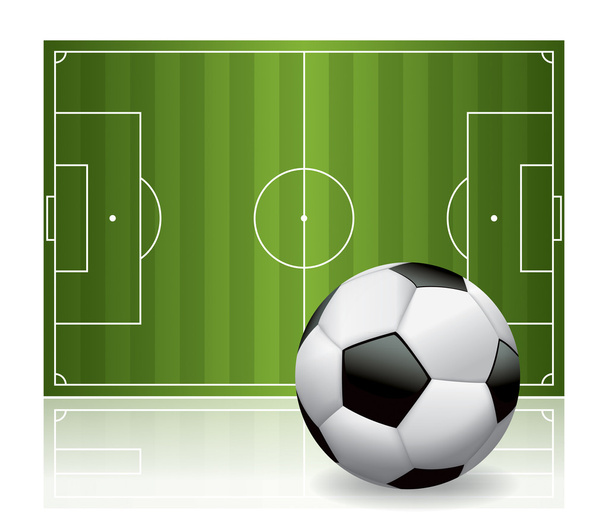 Ποδόσφαιρο μπάλα ποδοσφαίρου και πεδίο απομονωθεί εικονογράφηση - Διάνυσμα, εικόνα