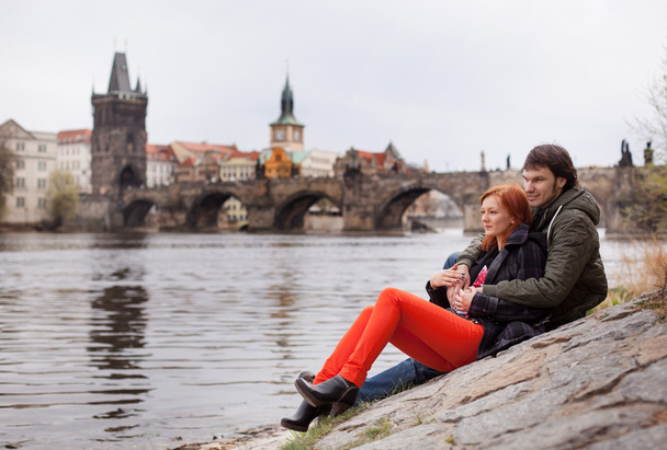 Young couple in love. Prague, Czech Republic, Europe. - Fotoğraf, Görsel