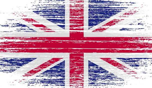 Vlag van het Verenigd Koninkrijk met oude textuur. Vector - Vector, afbeelding