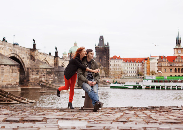 Young couple in love. Prague, Czech Republic, Europe. - Foto, Imagen