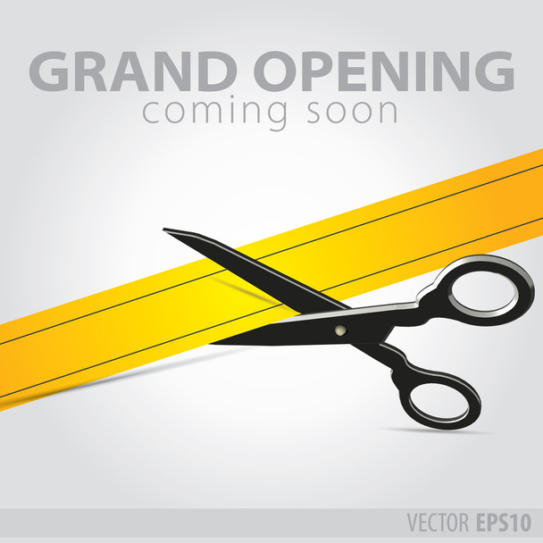 Shop grand opening - cutting yellow ribbon - Vector, Image