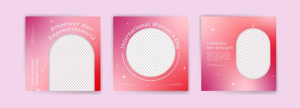 Vector set of social media post templates for international women's day. Collection of banners for women's solidarity and freedom. Social media design. - Vektor, obrázek