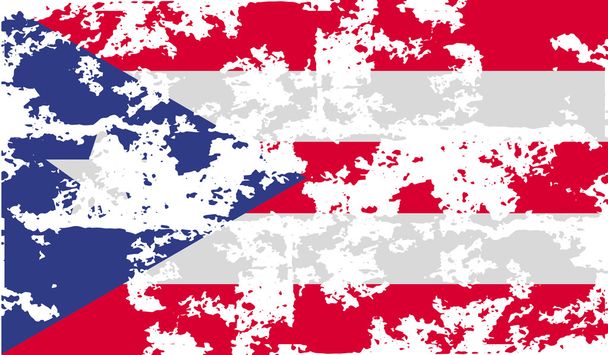 Eski doku ile bayrak Puerto Rico. Vektör - Vektör, Görsel