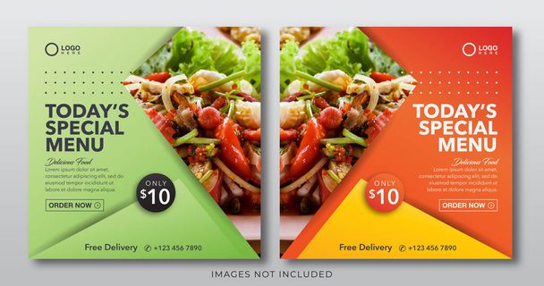 food menu banner for social media post template - Vector, Image
