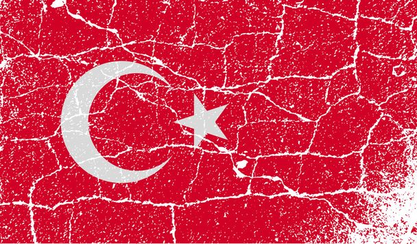 Flaga Turcji z stary tekstura. Wektor - Wektor, obraz