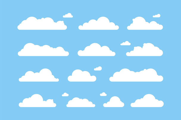 Wolkenillustration. Wolkensatz flache Illustration. Cartoon-Stil Vektor. abstrakte Blasenhimmelsymbole - Vektor, Bild