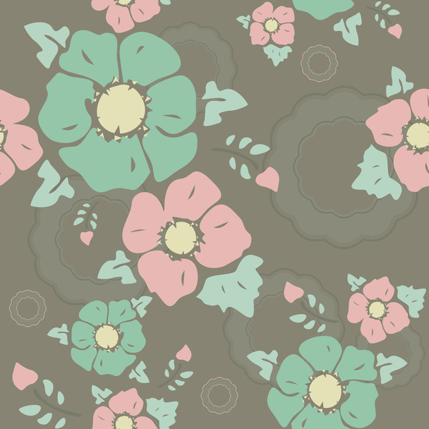 Dark  vintage pattern "Nostalgic flowers" - Vector, Image