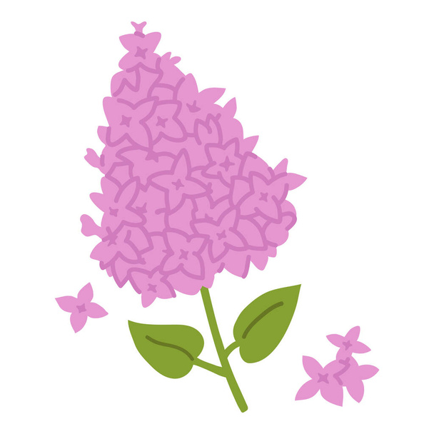 Vector illustration of cute doodle spring flower lilac for digital stamp,greeting card,sticker,icon,design - Vektor, Bild