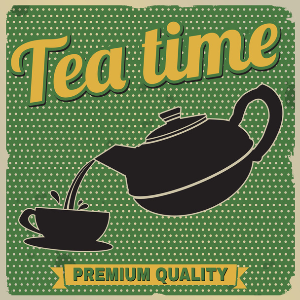 Afiche retro hora del té
 - Vector, imagen