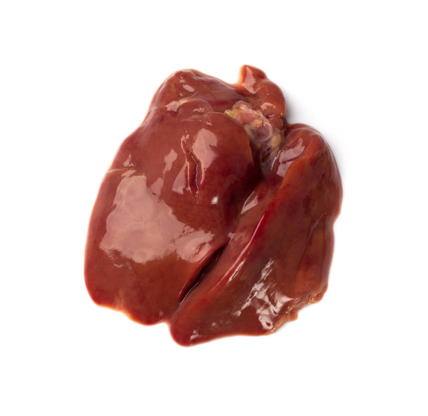 Raw Chicken Liver Isolated, Fresh Hen Offal, Poultry Giblets, Chicken Liver on White Background - Foto, Imagen