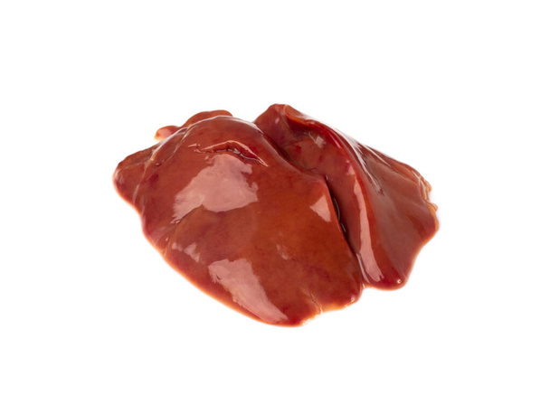 Raw Chicken Liver Isolated, Fresh Hen Offal, Poultry Giblets, Chicken Liver on White Background - Fotoğraf, Görsel