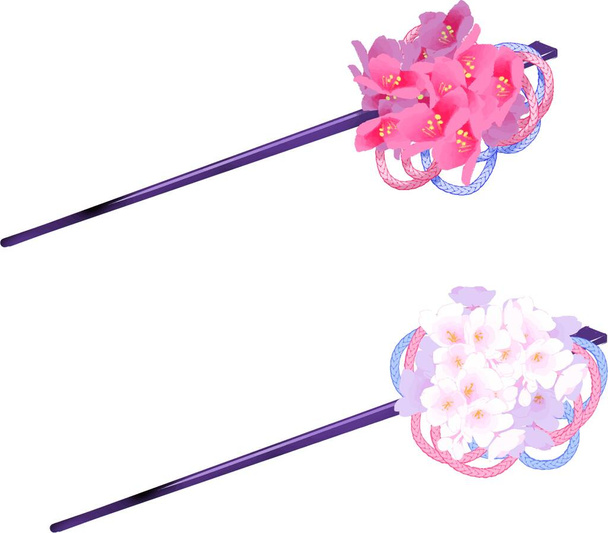 Hairpin. (Japanese hair clip)An accessory often worn with kimono. - Vector, imagen
