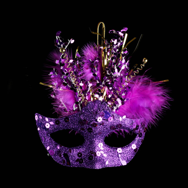 Colorful Mardi Gras mask isolated on black - Zdjęcie, obraz