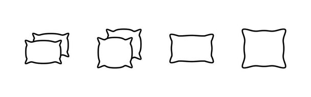 枕のアイコンセット。枕の記号と記号。快適なふわふわ枕 - ベクター画像
