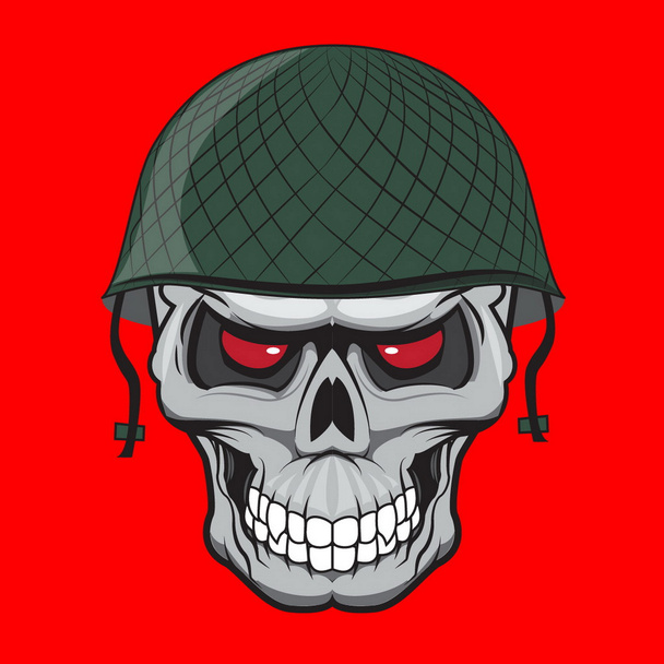 Skull soldier illustration isolated - Vector, Image