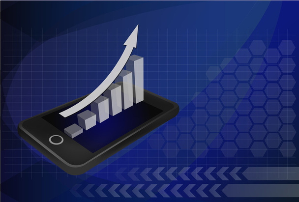 Concepto de negocio: smartphone con pantalla táctil y aplicación en el mercado de valores
 - Vector, imagen