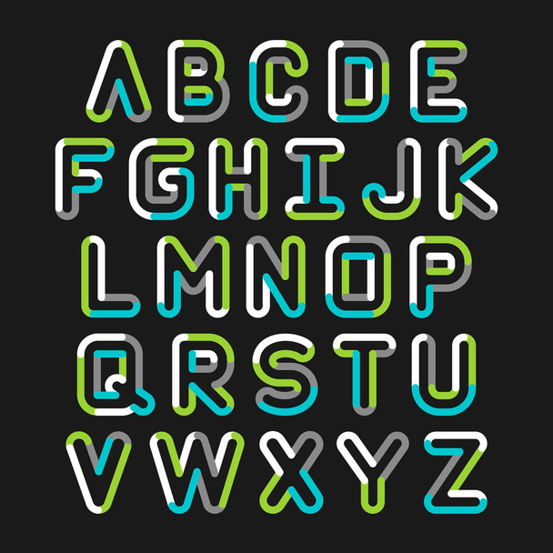 Alphabet line transparent color font style. Vector illustration. - Вектор,изображение