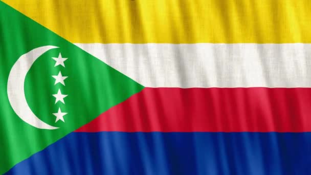 Komorien kansallislippu. Saumaton silmukka animaatio lähikuva vilkuttaa. Laadukas 4k uhd, 60 fps kuvamateriaalia - Materiaali, video