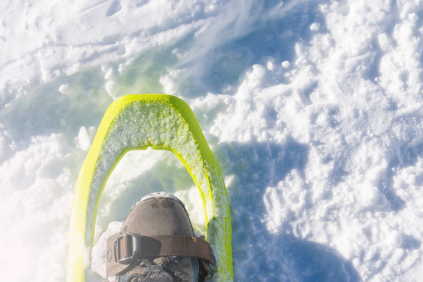 деталь снігової підкови на нозі альпініста
 - Фото, зображення