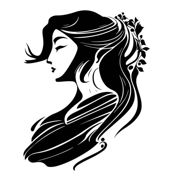 Illustrazione astratta vettoriale di una bella donna. Silhouette femminile. Ottimo per il logo dell'industria della bellezza. Illustrazione vettoriale - Vettoriali, immagini
