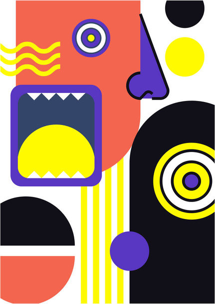 Abstract pop art collage surrealism face design vector illustration. Designed for NFT, token, wallpaper, poster, crypto, punk, aesthetic poster. NFT token in crypto artwork for blockchain digital art - Vektori, kuva
