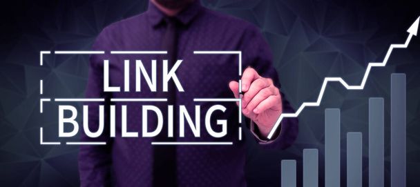 Poltetaan tekstiä Link Building, Word for SEO Term Exchange Links Hanki hyperlinkit Indeksoitu - Valokuva, kuva