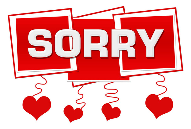 Sorry text written over romantic red hearts background. - Foto, immagini