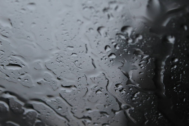 Rain drops on glass of window: mood or autumn? - Фото, изображение
