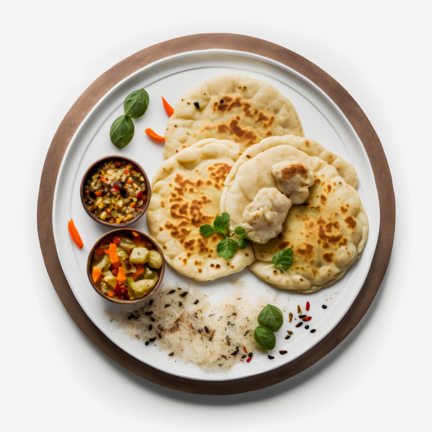 Pupusas on white background food photography. High-quality images capture the traditional flavors and textures of this beloved street food in a modern and sophisticated way. Ideal for cookbooks - Photo, image