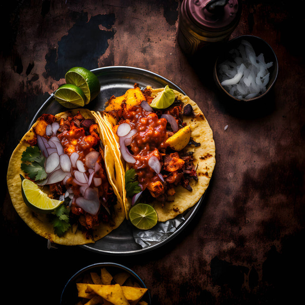 Tacos al Pastor food photography collection features high-quality images that bring the delicious flavors and textures of this popular Latin American street food to life. From traditional recipes - Photo, Image