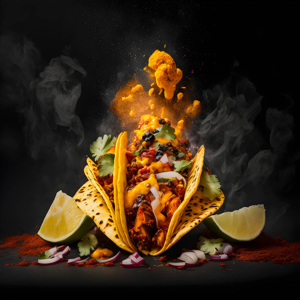 Tacos al Pastor yemek fotoğraf koleksiyonu, bu popüler Latin Amerika sokak yemeklerinin lezzet ve dokularını canlandıran yüksek kaliteli görüntüler içeriyor. Geleneksel tariflerden - Fotoğraf, Görsel
