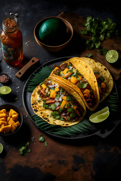 Tacos al Pastor foods photography - колекція високоякісних зображень, які приносять смачні смаки та текстури цієї популярної латиноамериканської вуличної їжі. З традиційних рецептів - Фото, зображення