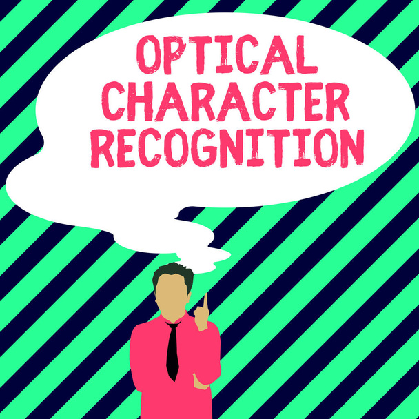 El yazısı metni Optik Karakter Tanıma, İşletme Tanıma Yazılı karakterlerin tanımlamasını gösterir - Fotoğraf, Görsel