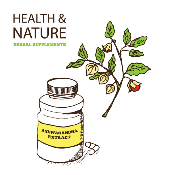 Gezondheid en natuur supplementen collectie - Vector, afbeelding