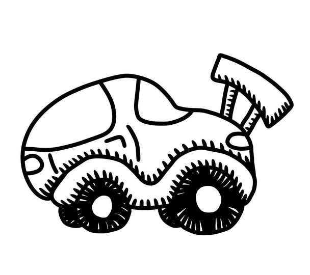 Digitale Illustration eines Cartoon-Rennwagens Doodle - Foto, Bild