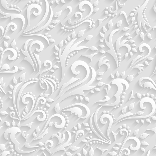 Vector Floral Victorian Seamless Background. Origami 3d Invitation, Wedding, Paper cards Decorative Pattern - Vecteur, image
