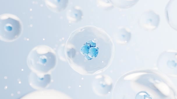 Cellule transparente avec concept biotechnologique et cosmétique, rendu 3d. - Séquence, vidéo