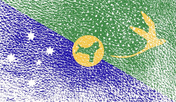 Christmas Adası bayrağı eski doku ile. Vektör - Vektör, Görsel