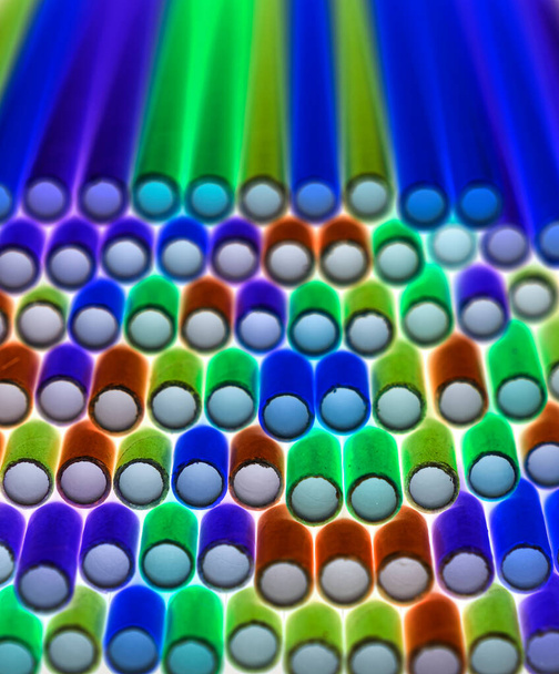 Close up many colored paper straw - Foto, imagen