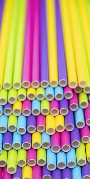 Close up many colored paper straw - Photo, image