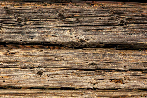 old rustic wooden planks eaten by caries - Foto, Imagen